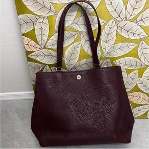 Dagne Dover Allyn plum leather laptop bag